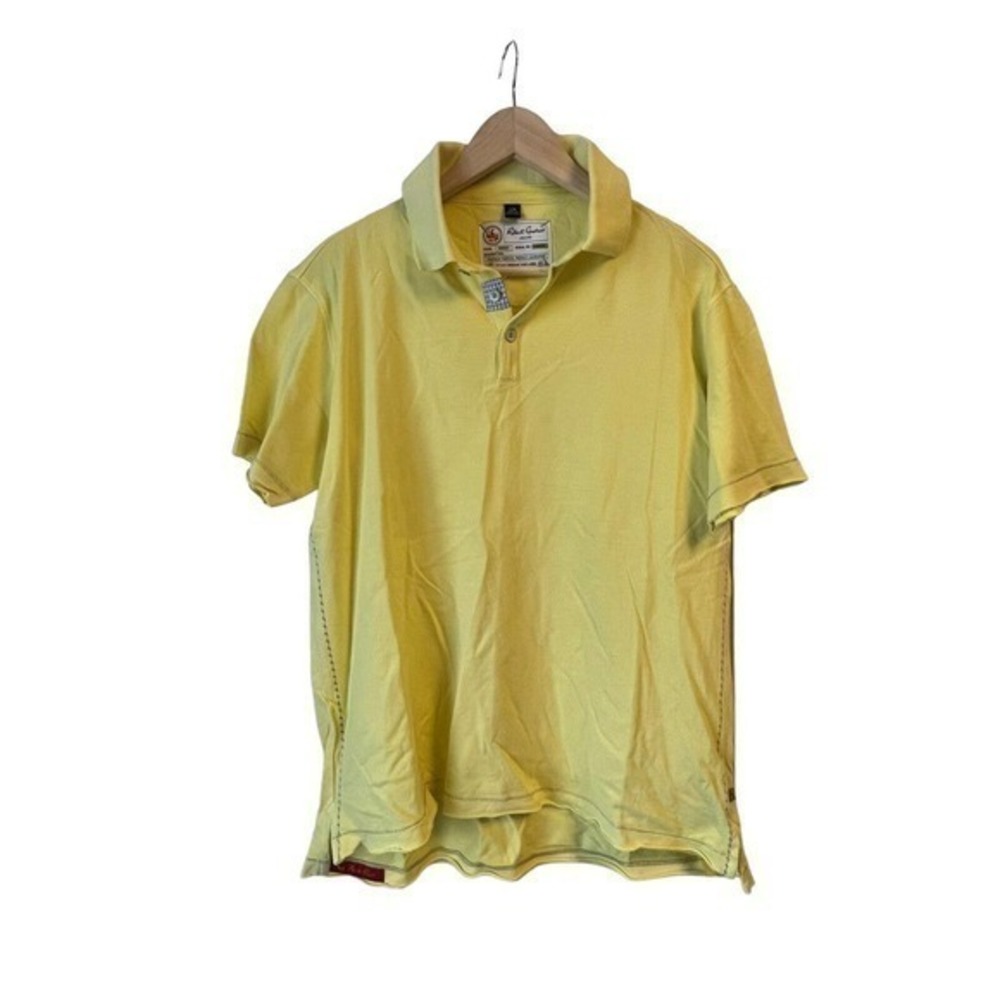 Robert Graham Men's Size L Yellow Short Sleeve‎ Polo Top Contrast Stitching
